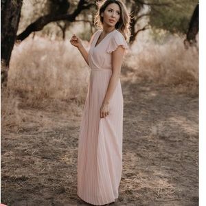 Wren & Ivory Pacifica Pleated Maxi in Soft Peach